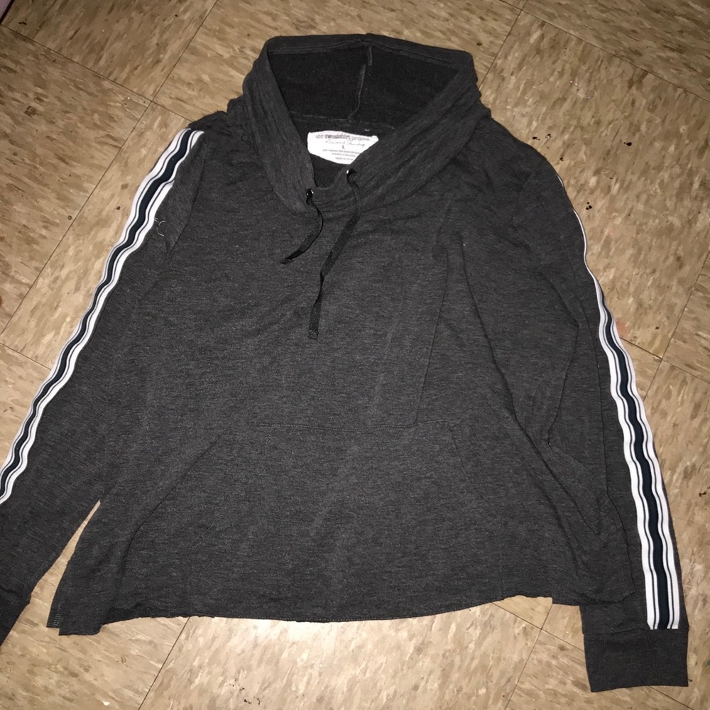 dark gray sweatshirt